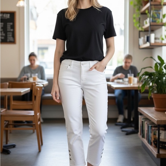 Zac & Rachel Pants - Zac & Rachel Women's White Stretch Capri Pants Size 8